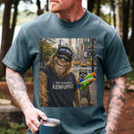 Off To Cause A Kerfuffle Comfort Colors Shirt, Funny Raccoon Bigfoot Graphic Tee, Sasquatch Cryptid Shirt