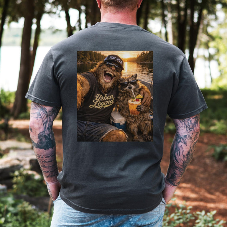 Bigfoot Raccoon Lake Shirt, Comfort Colors Tee, Boat Day Graphic