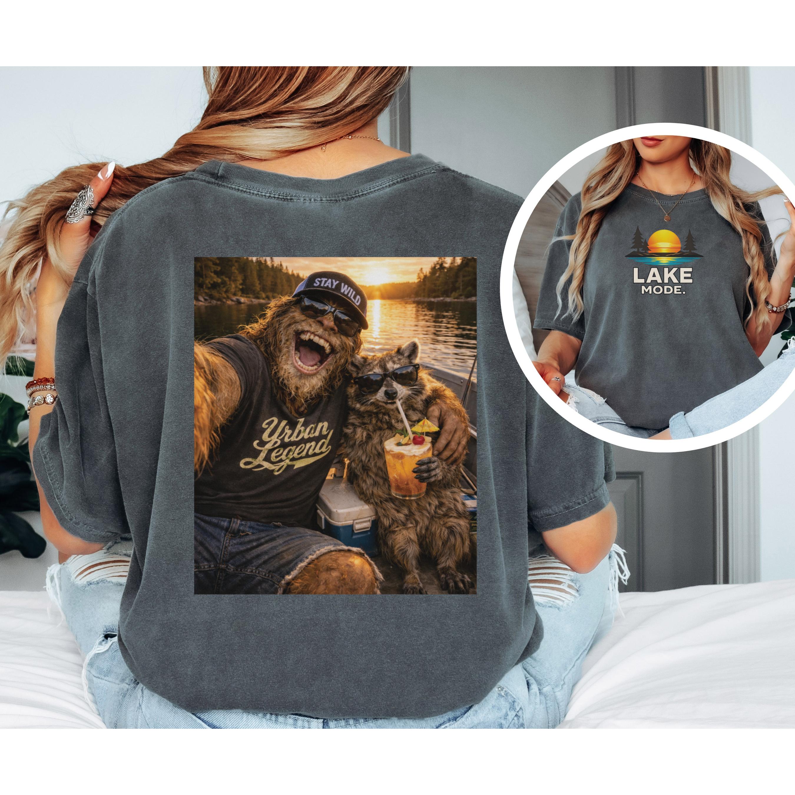 Bigfoot Raccoon Lake Shirt, Comfort Colors Tee, Boat Day Graphic