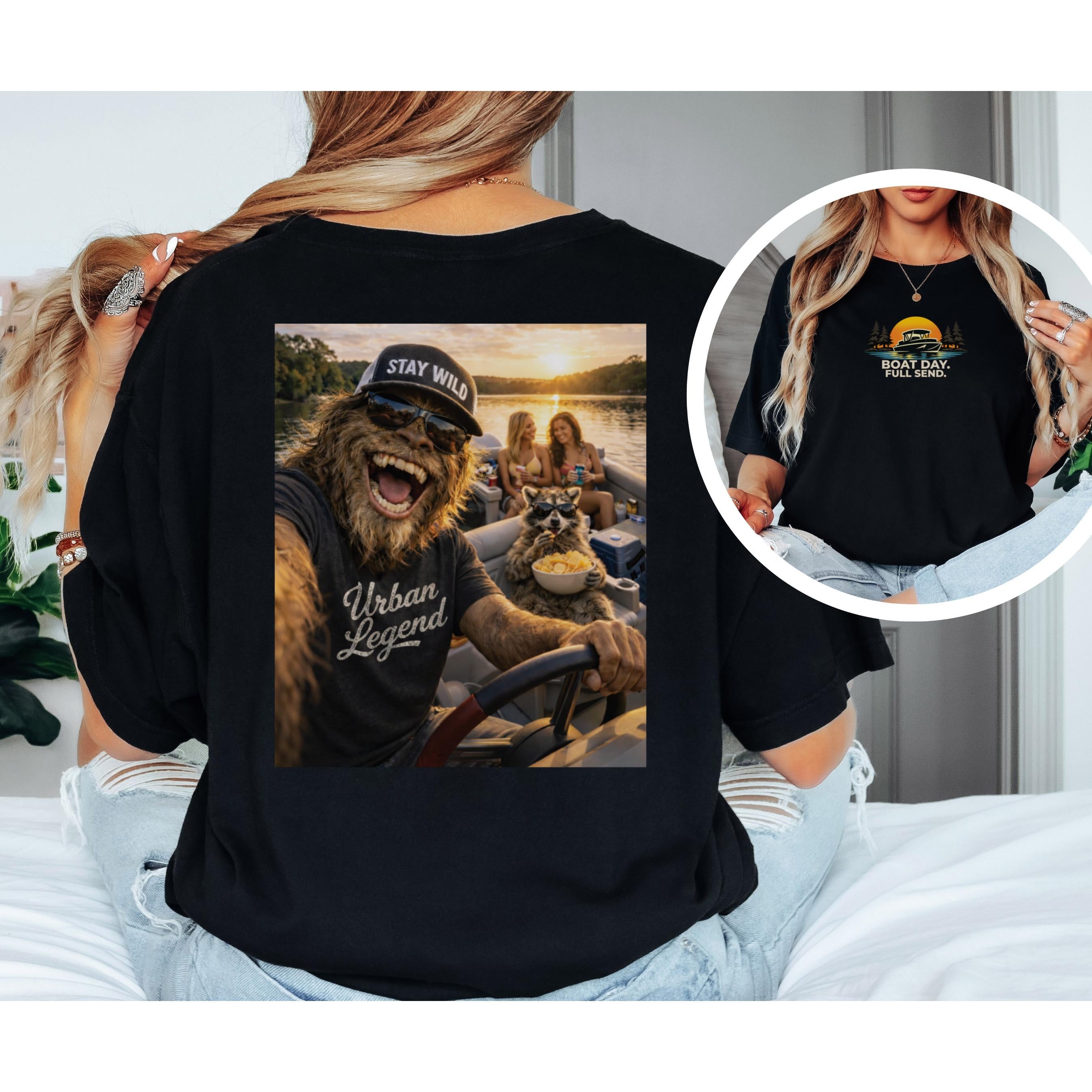 Boat Day Shirt Raccoon Bigfoot Tee Comfort Colors Lake Life Shirt