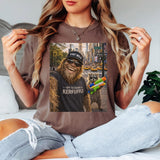 Off To Cause A Kerfuffle Comfort Colors Shirt, Funny Raccoon Bigfoot Graphic Tee, Sasquatch Cryptid Shirt