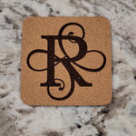 Personalized Monogram Coasters – Set of 4 Cork or Slate barware product view