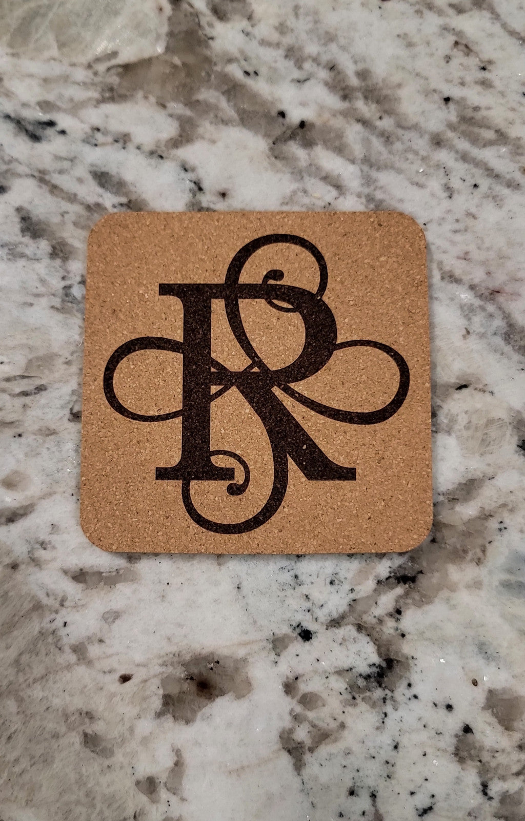 Personalized Monogram Coasters – Set of 4 Cork or Slate barware product view