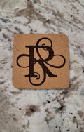 Personalized Monogram Coasters – Set of 4 Cork or Slate barware product view