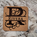 Personalized Monogram Coasters – Set of 4 Cork or Slate barware product view
