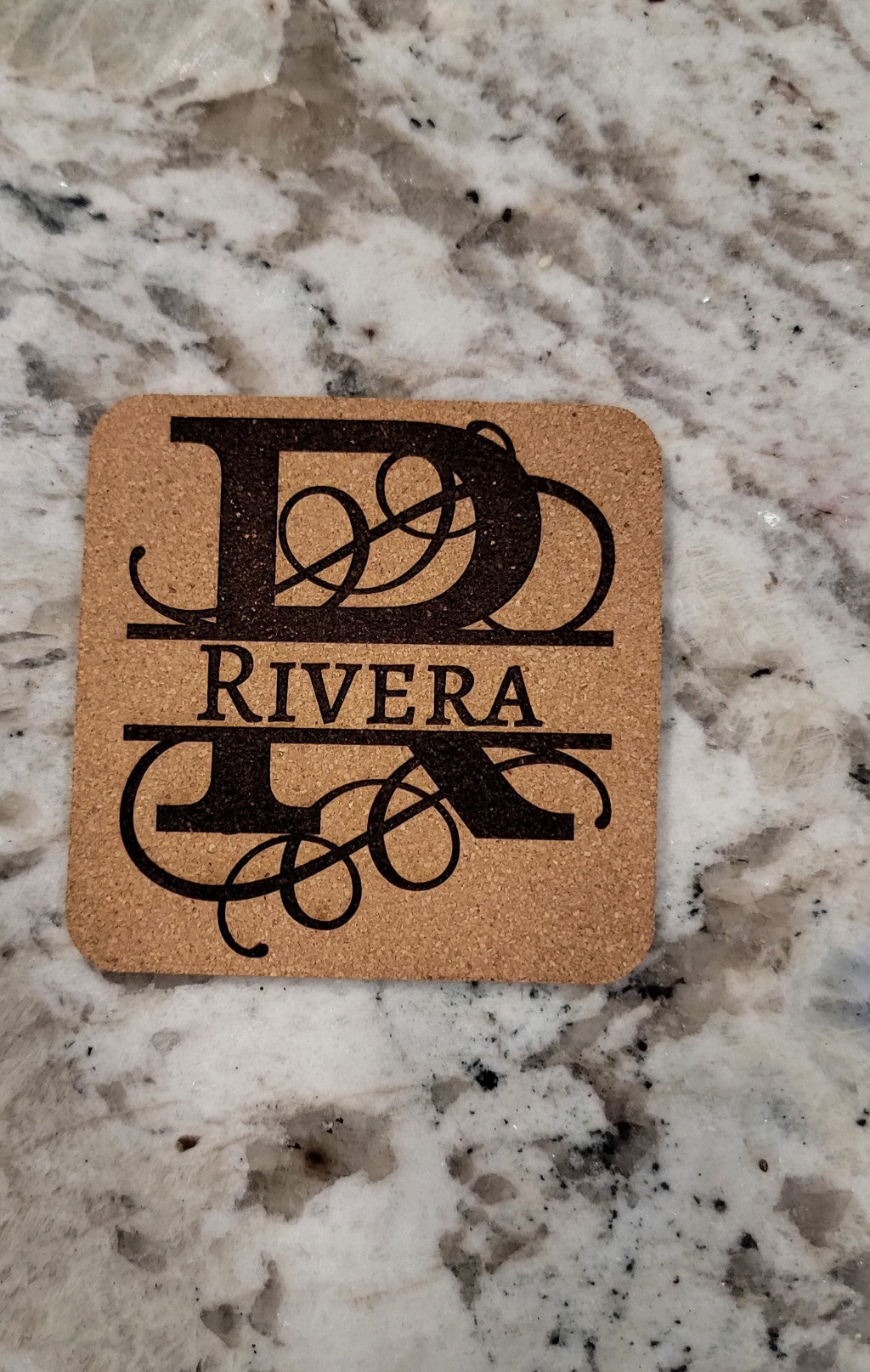 Personalized Monogram Coasters – Set of 4 Cork or Slate barware product view