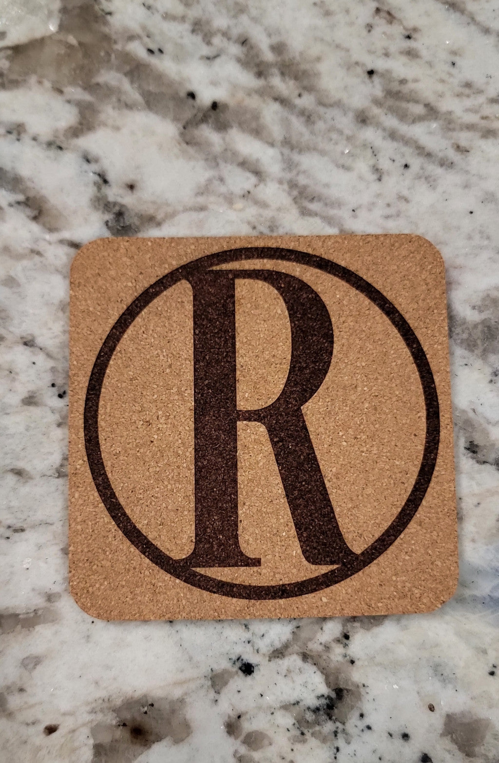 Personalized Monogram Coasters – Set of 4 Cork or Slate barware product view