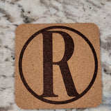Personalized Monogram Coasters – Set of 4 Cork or Slate barware product view