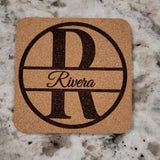 Personalized Monogram Coasters – Set of 4 Cork or Slate gift-ready set view