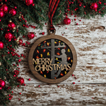 Lineman Christmas ornament hanging on tree as holiday gift for utility workers