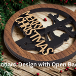 Standard lineman Christmas ornament with open back layered wood design