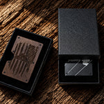 Personalized lineman wallet money clip shown with black gift box packaging