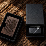 Personalized lineman wallet money clip shown with black gift box packaging