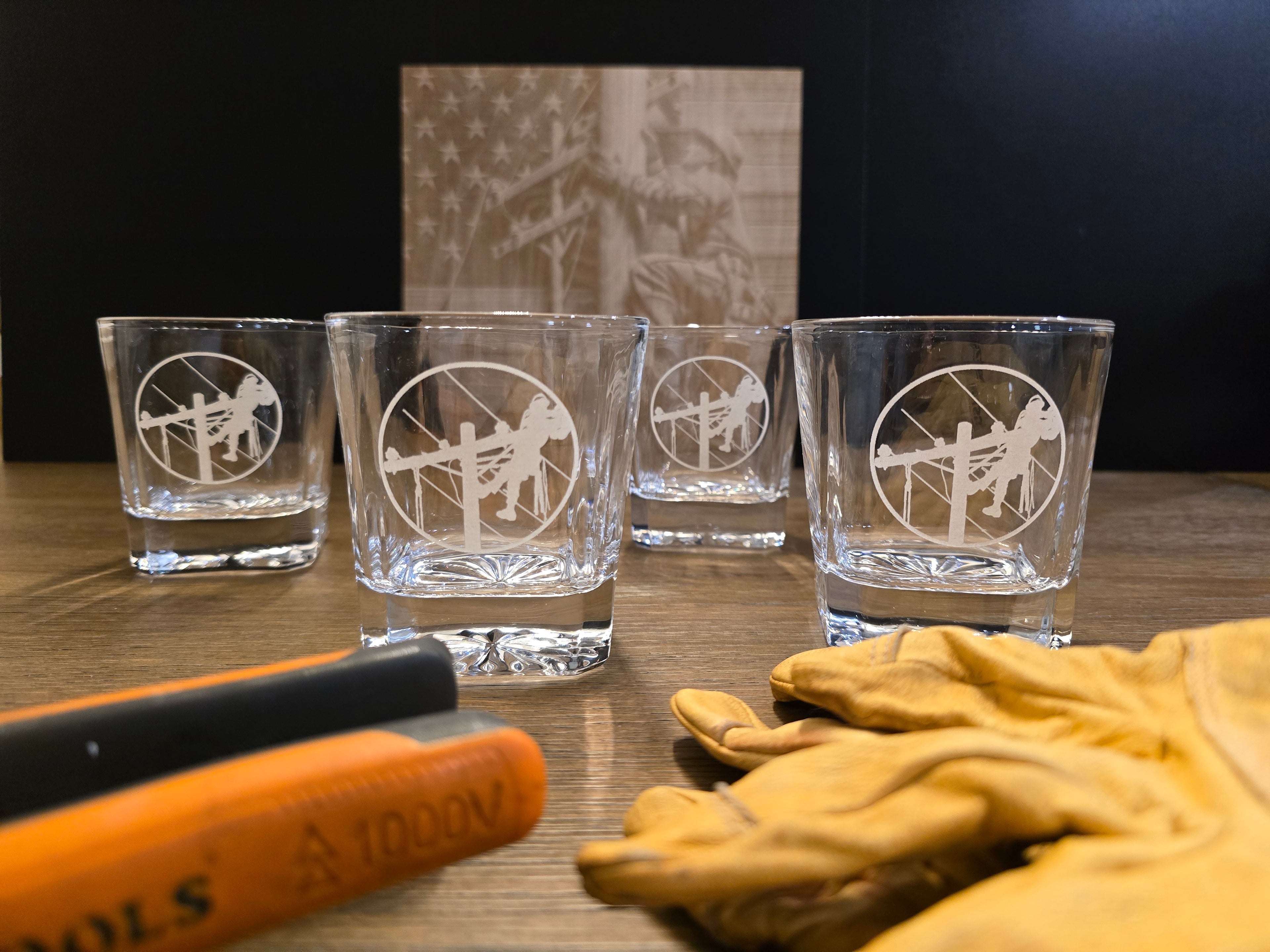 Lineman Gift, Personalized Decanter Set, Line gear, electrical lineman, journeyman lineman, power lineman, personalized gift, personalised gifts,wedding gifts for couples, customized gifts,personalized gifts for him