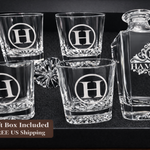 Personalized Whiskey Decanter Set – Engraved Decanter Gift with Glasses gift-ready set view
