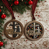 Personalized lineman Christmas ornament set with standard and decorative backing options