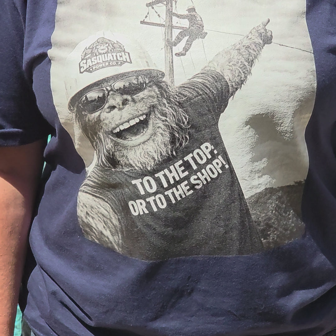 funny lineman shirt sasquatch selfie video preview lineworker apparel