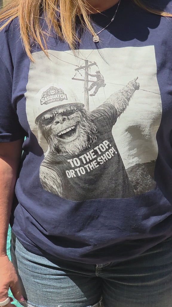funny lineman shirt sasquatch selfie video preview lineworker apparel