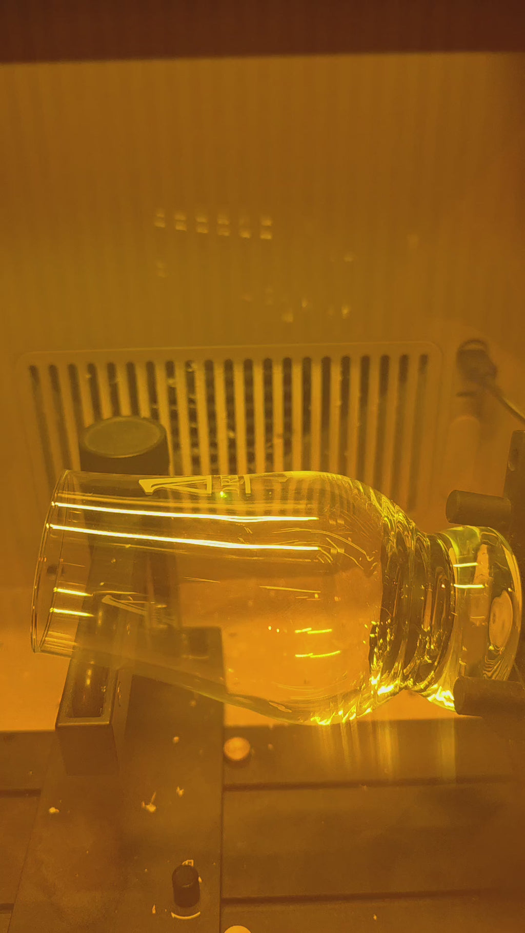 Laser engraving process for personalized lead free crystal whiskey glass