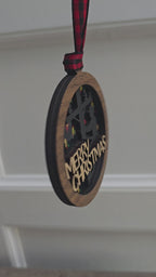 Lineman Gift Christmas Ornament, Wood Layered Design with Glass-Like Backer, Holiday Tree Decoration