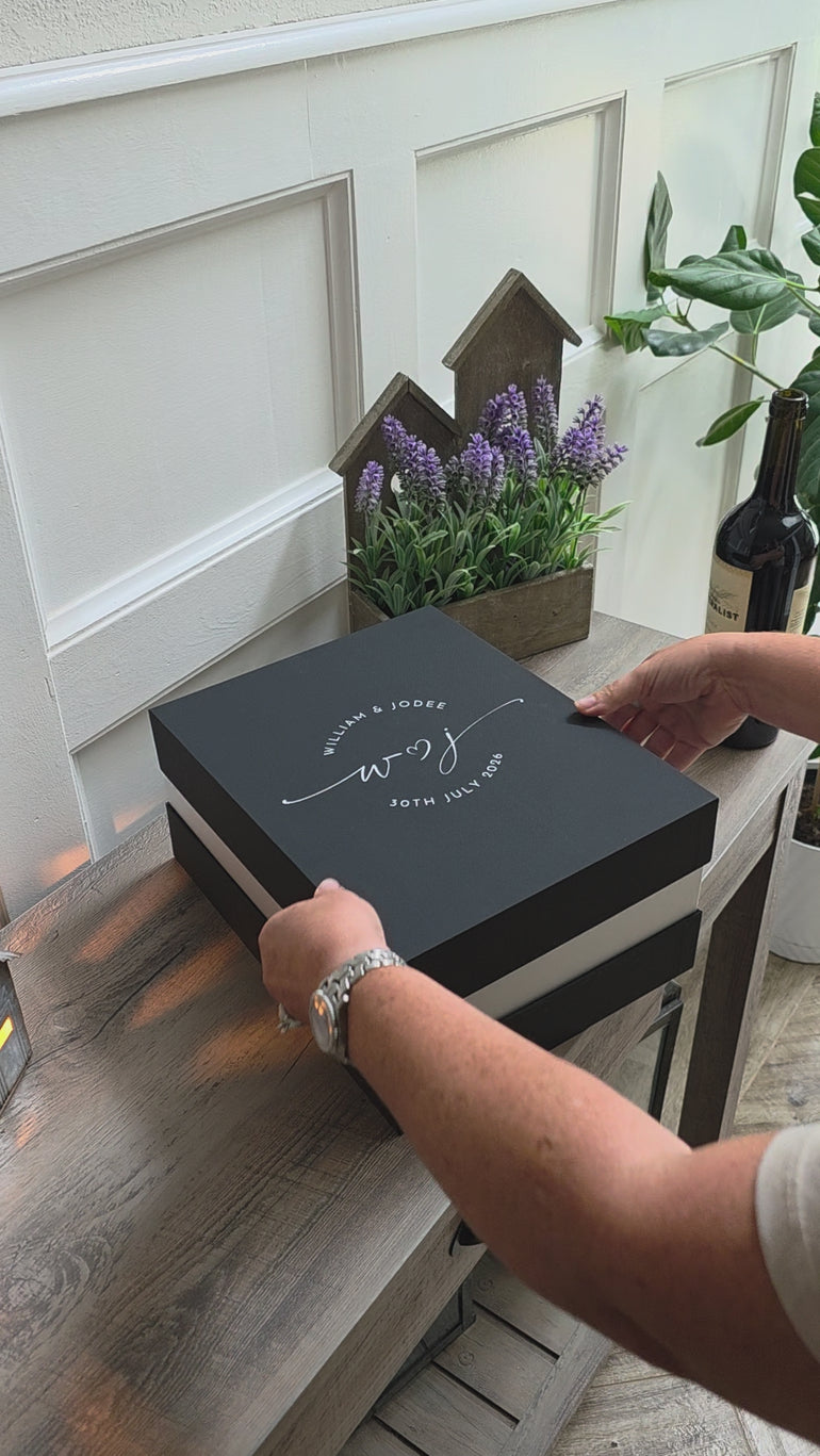 Unboxing and wine-pour demonstration of the personalized wedding wine glass gift set