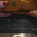 Video showing personalized lineman folding knife and leather sheath