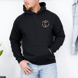 Black Reddy Kilowatt hoodie with small front chest electrical graphic