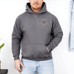 Charcoal Reddy Kilowatt hoodie with front chest logo for utility workers