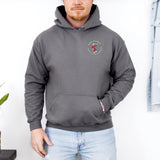 Charcoal Reddy Kilowatt hoodie with front chest logo for utility workers