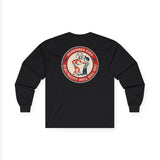 Black Reddy Kilowatt long sleeve shirt with vintage electrical trade back graphic