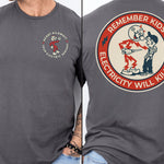 Dark gray Reddy Kilowatt shirt with vintage utility worker graphic