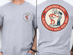 Sport gray Reddy Kilowatt shirt with vintage electrician graphic for linemen