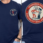 Reddy Kilowatt shirt front and back mockup with vintage electrical trade graphic