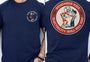 Reddy Kilowatt shirt front and back mockup with vintage electrical trade graphic