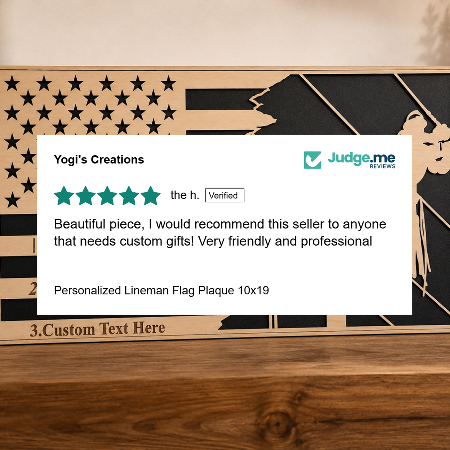 Verified customer review for personalized lineman gift